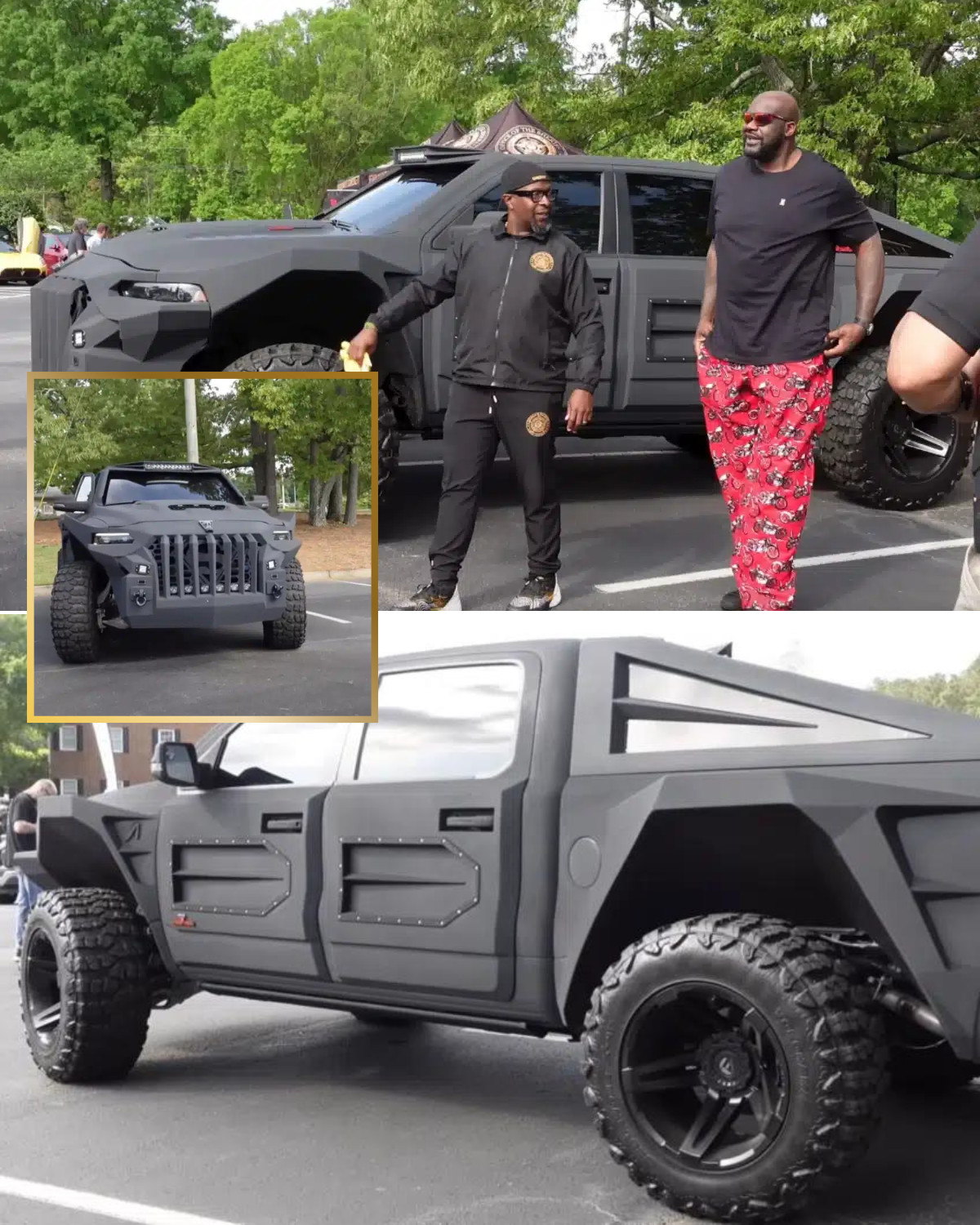 Shaq attended the auto show in a customized $2M armored truck designed ...